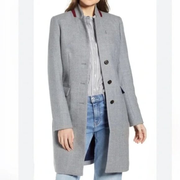 J. Crew Regent Grey Wool Top Coat 4P - Picture 1 of 9